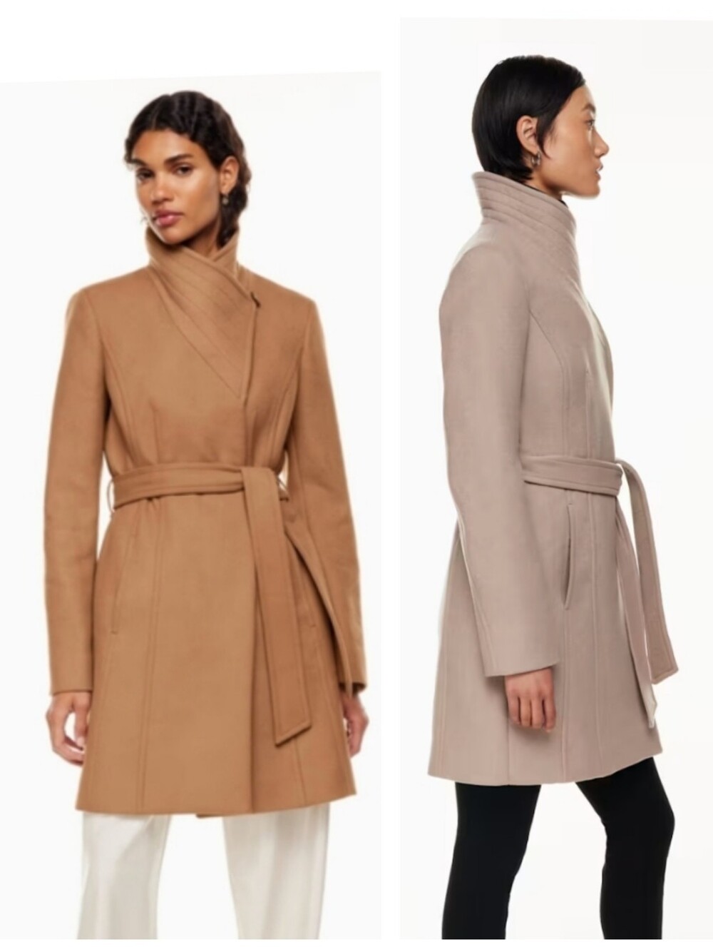 Babaton Aritzia "connor coat" Funnel-neck button-up wool coat beige camel Size L